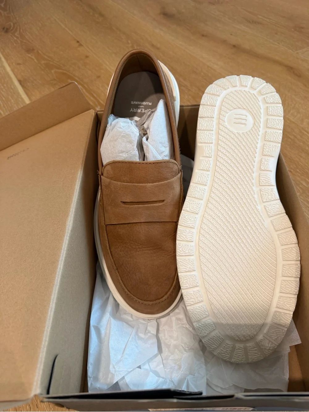 Sperry Tan Suede Slip-On Penny Loafers